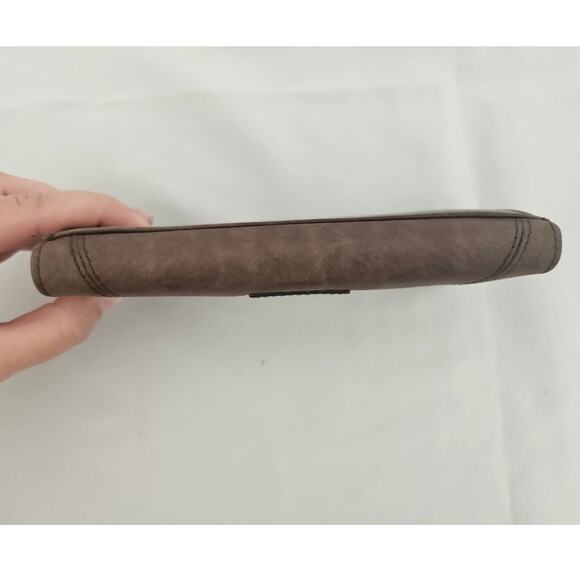 Vintage Fossil Chocolate Brown Leather Envelope Wallet Checkbook Minimalist Y2K - Picture 3 of 8